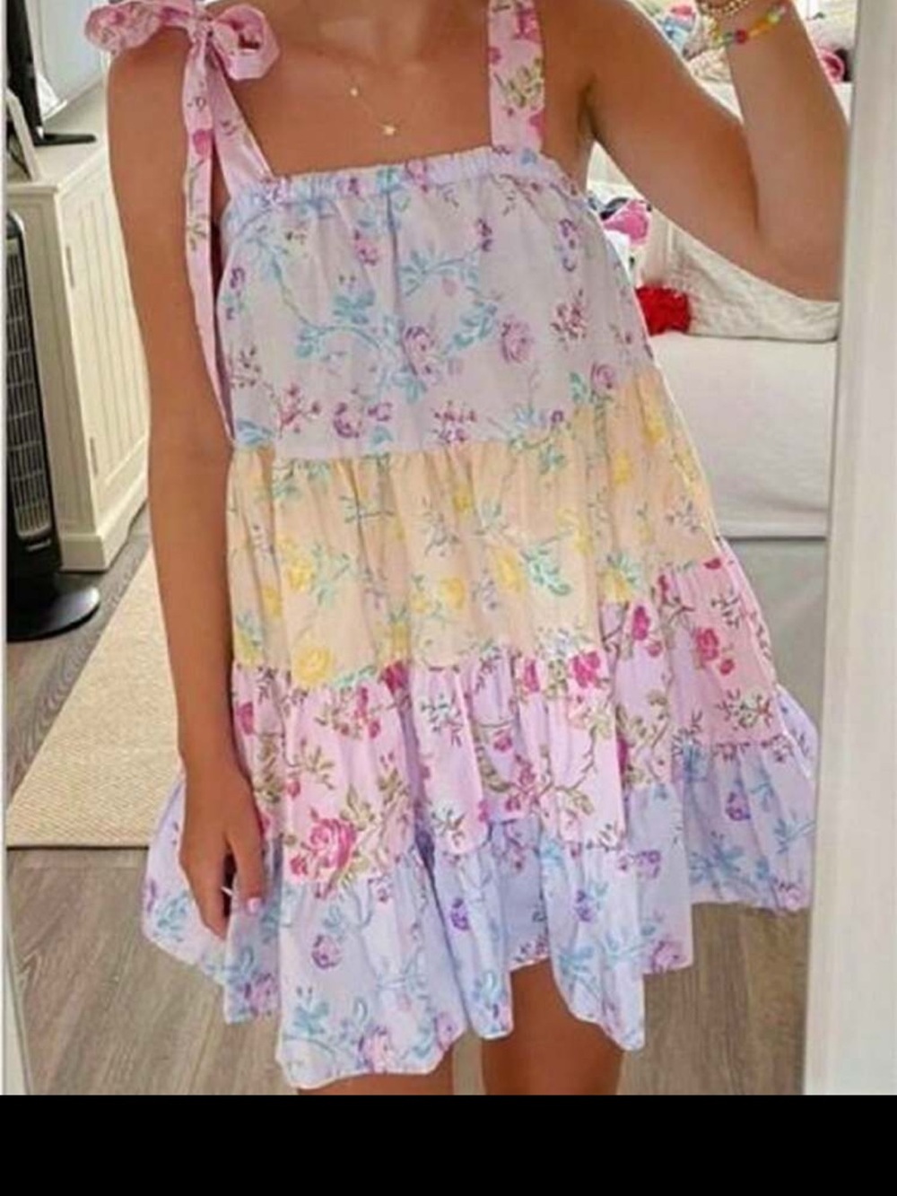 Floral Tiered Sundress Skirt - Pastel Multicolor